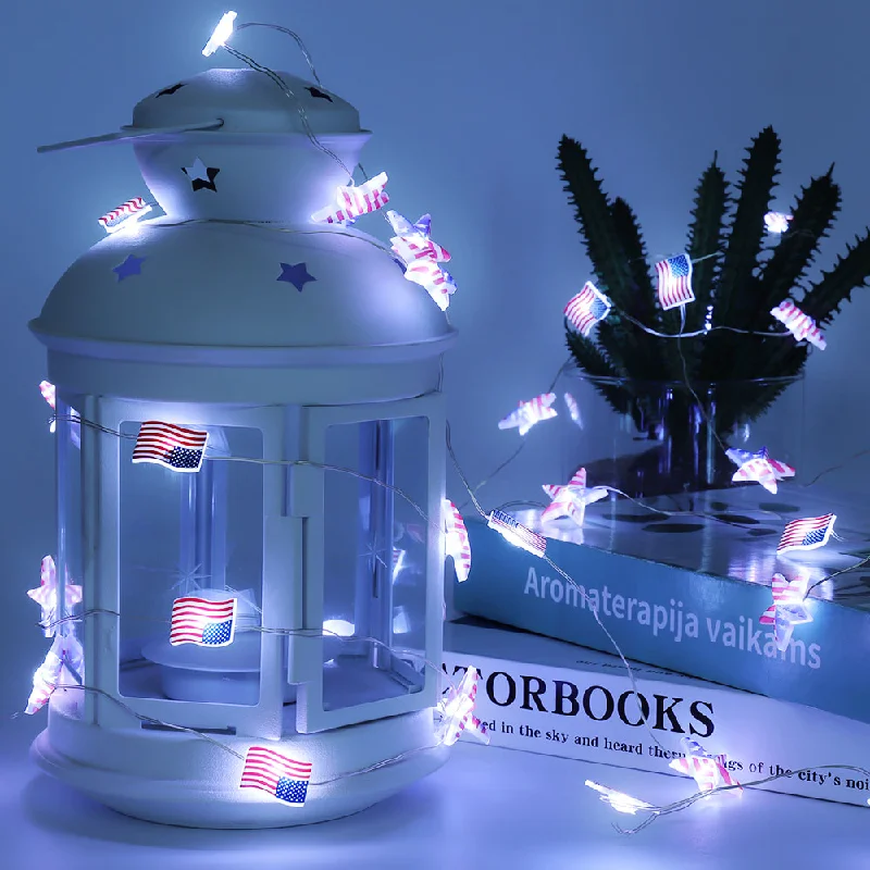 Color - Changing LED String Lights for Christmas Decor13.1FT 40 LED American Flag Star Lights String 4th of July Lights Battery Operated Fairy Lights Color - Changing LED String Lights for Christmas Decor13.1FT 40 LED American Flag Star Lights String 4th of July Lights Battery Operated Fairy Lights
