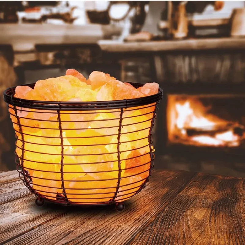 Large Salt Lamps for Living Room CentrepieceBasket Salt Lamp With Salt Chunks