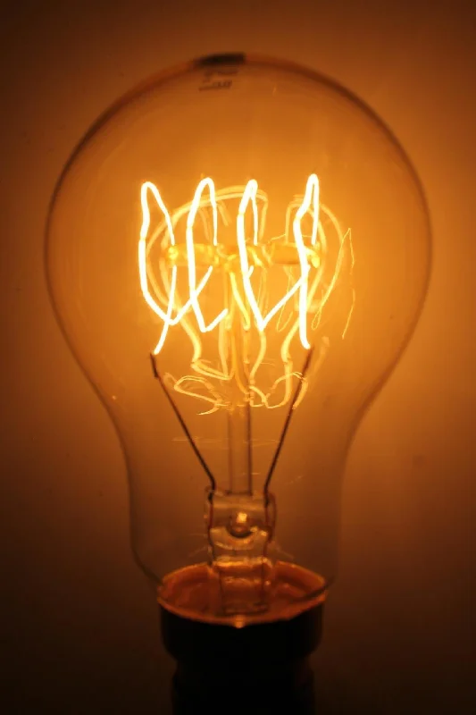 Clear glass Edison light bulbs with spiral filamentsEdison B22 Quad Loop Filament A60 Round 25W 2200K Bulb Clear glass Edison light bulbs with spiral filamentsEdison B22 Quad Loop Filament A60 Round 25W 2200K Bulb