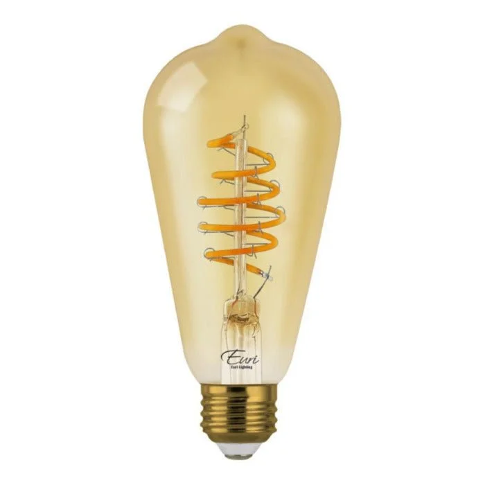 Edison light bulbs with a matte glass finishCurved LED Spiral Filament Edison Bulb - 4.5 Watt - 2200K - Amber