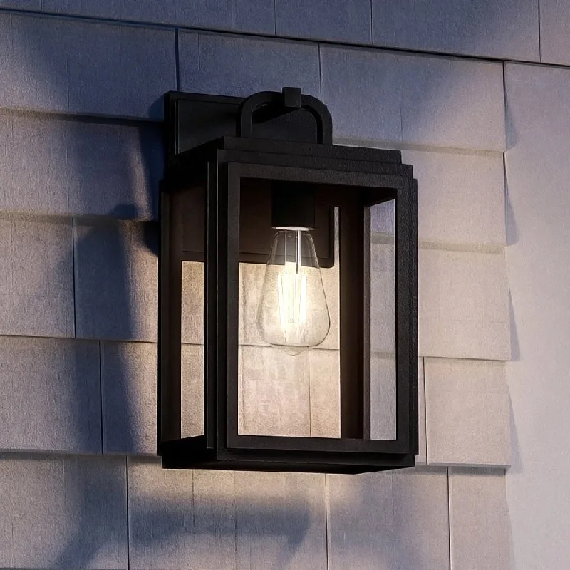 Industrial Pendant Lighting for Machine ShopsUHP1386 Farmhouse Outdoor Wall Sconce 13.625''H x 7.125''W, Midnight Black Finish, Macon Collection Industrial Pendant Lighting for Machine ShopsUHP1386 Farmhouse Outdoor Wall Sconce 13.625''H x 7.125''W, Midnight Black Finish, Macon Collection