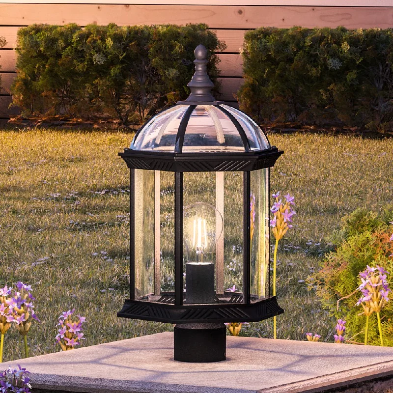Dust - Resistant Industrial Lighting for Dirty WorkspacesUHP1379 Transitional Outdoor Post Light 18.125''H x 9.75''W, Midnight Black Finish, Greensboro Collection