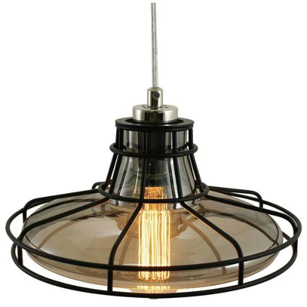 Edison light bulbs with a matte glass finishEdison Pendant Lamp with Smoke Glass and Cage