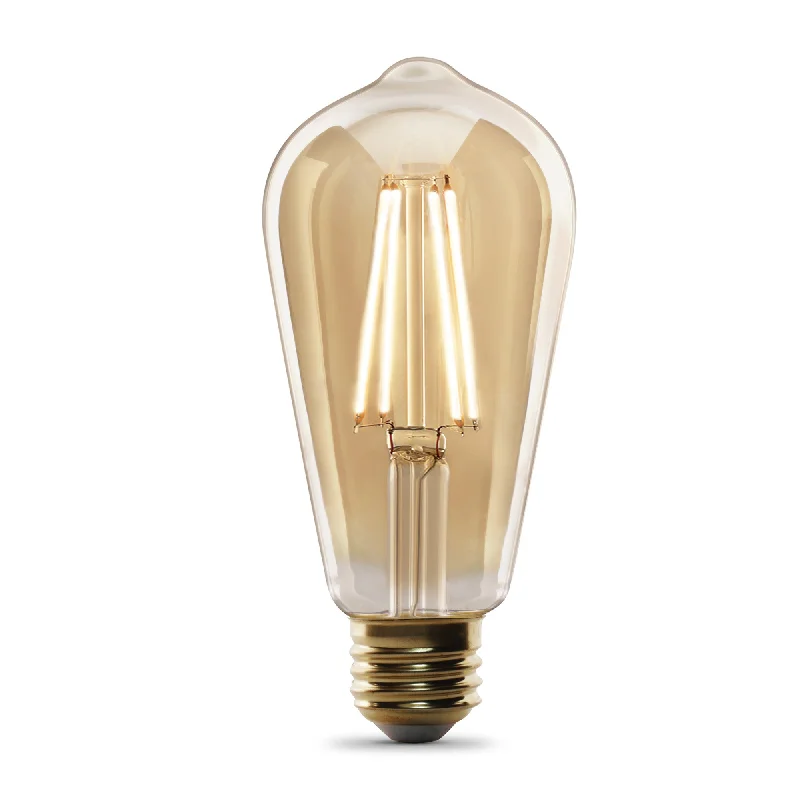 Dimmable Edison light bulbs for home decor5.5W (60W Replacement) ST19 E26 Straight Filament Amber Glass Vintage Edison LED Light Bulb, Soft White Dimmable Edison light bulbs for home decor5.5W (60W Replacement) ST19 E26 Straight Filament Amber Glass Vintage Edison LED Light Bulb, Soft White