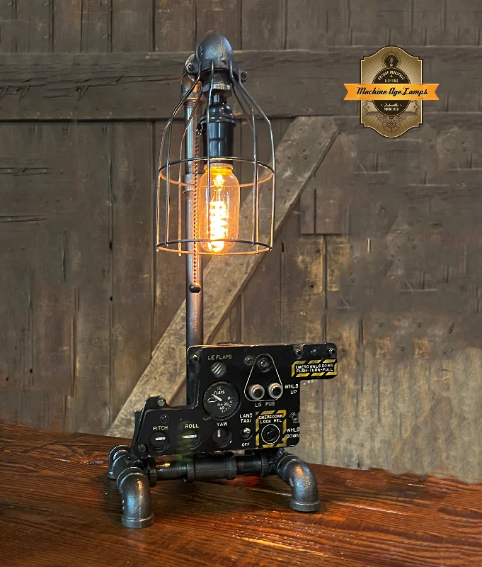 Industrial Lighting for Woodworking FactoriesSteampunk  Aviation / Military / Instrument Panel Airplane / A-7 Corsair II  / Cockpit Landing Gear & Flaps Instrument Sub Panel / Lamp #4077 sold