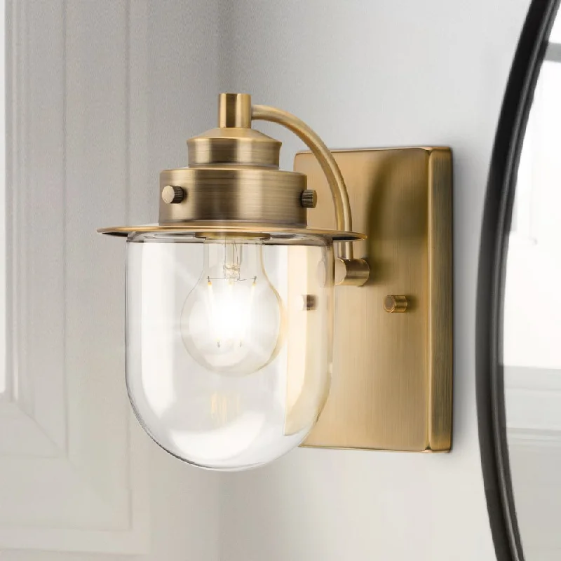 Industrial Area Lighting for Large Open SpacesUHP4741 Nautical Indoor Bath Light, 8''H x 7-1/2"W x 5-7/8''D, Vintage Brass Finish, Napoleon Collection Industrial Area Lighting for Large Open SpacesUHP4741 Nautical Indoor Bath Light, 8''H x 7-1/2"W x 5-7/8''D, Vintage Brass Finish, Napoleon Collection