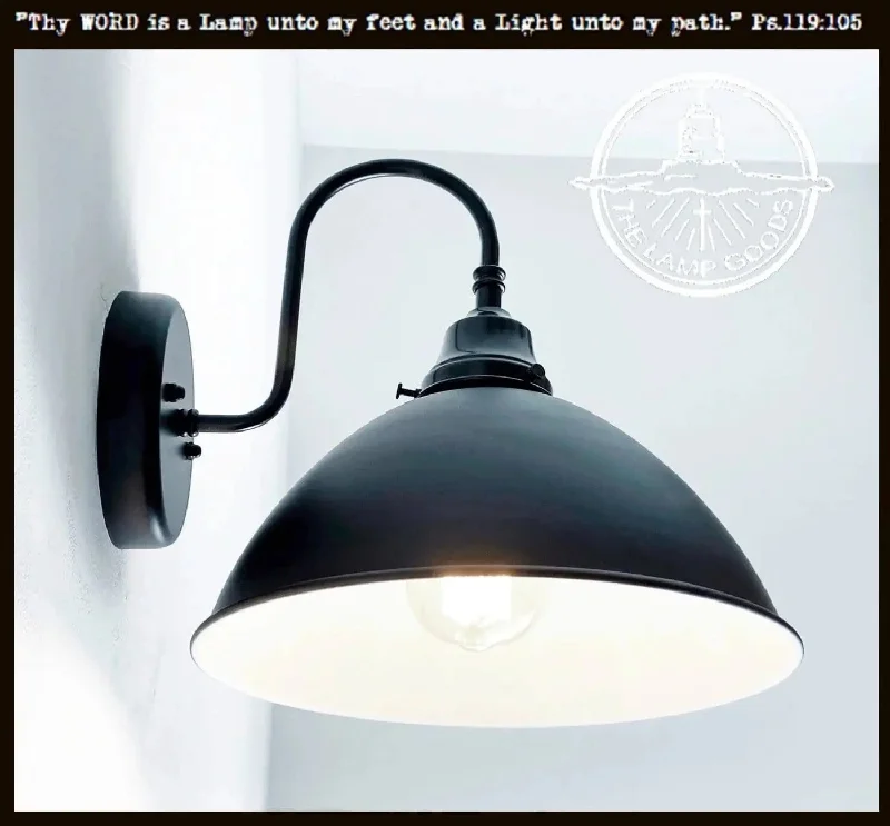 Industrial Flood Lighting for Outdoor Loading DocksLarge Black Enamel Farmhouse Wall Sconce Lighting