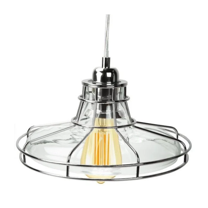 UL listed Edison light bulbsEdison Pendant Lamp with Chrome Metro Style Cage and Clear Glass UL listed Edison light bulbsEdison Pendant Lamp with Chrome Metro Style Cage and Clear Glass