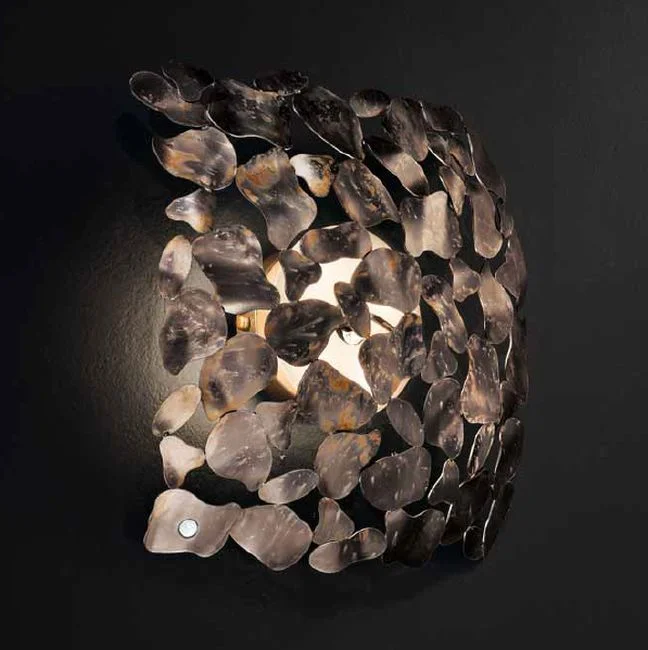 ceramic wall lamps with hand - painted designs for an artistic touchModern Rustic Brown Or Silver Steel Wall Light