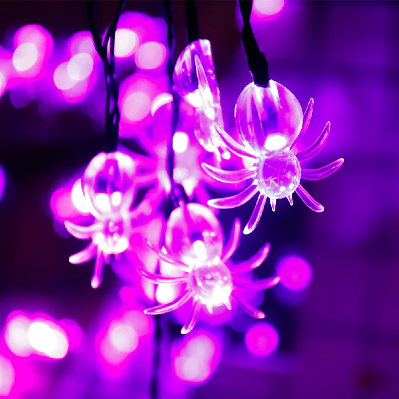 String Lights for Camping Trips40 LED Purple Spider Halloween String Lights with Timer