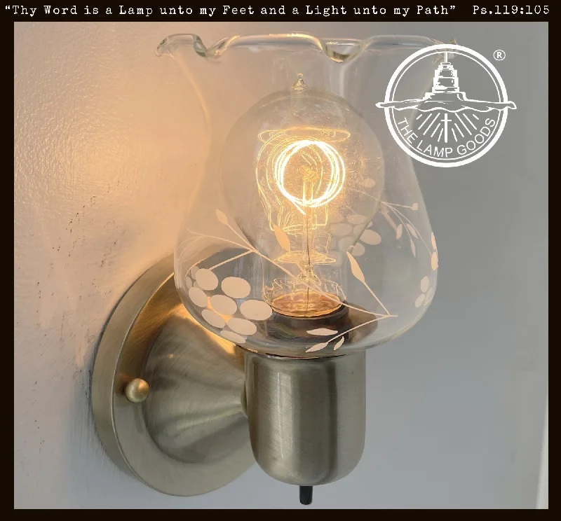 Dust - Resistant Industrial Lighting for Dirty WorkspacesEtched GRAPE SCALLOPED 1950's Glass Wall Sconce Dust - Resistant Industrial Lighting for Dirty WorkspacesEtched GRAPE SCALLOPED 1950's Glass Wall Sconce