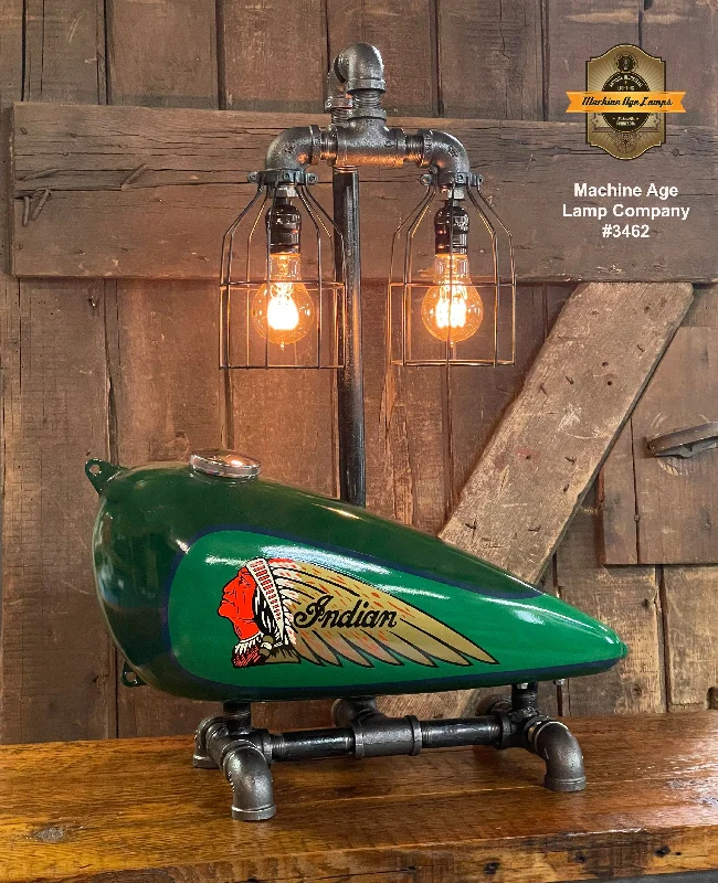 Energy - Efficient Industrial Lighting for Cost - SavingsSteampunk Industrial / 1930’s Indian Scout Gas Tank Lamp / Motorcycle Lamp / Green / #3462 Energy - Efficient Industrial Lighting for Cost - SavingsSteampunk Industrial / 1930’s Indian Scout Gas Tank Lamp / Motorcycle Lamp / Green / #3462