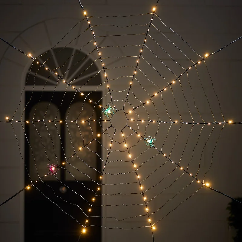 Twinkling String Lights for a Magical Atmosphere100 LED Light Up Spiders Web
