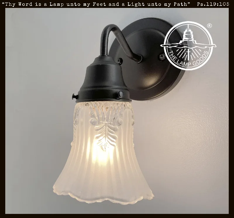 Waterproof Industrial Lighting for Wet AreasVanity SCONCE Wall Light 1950s Fixture Frost & Clear Antique Vintage Glass Waterproof Industrial Lighting for Wet AreasVanity SCONCE Wall Light 1950s Fixture Frost & Clear Antique Vintage Glass