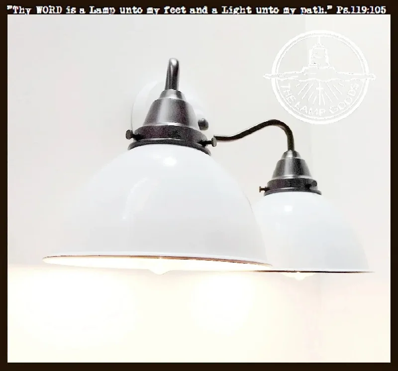 Low - Bay Industrial Lighting Fixtures for Small FactoriesWhite Enamel Double Wall Light