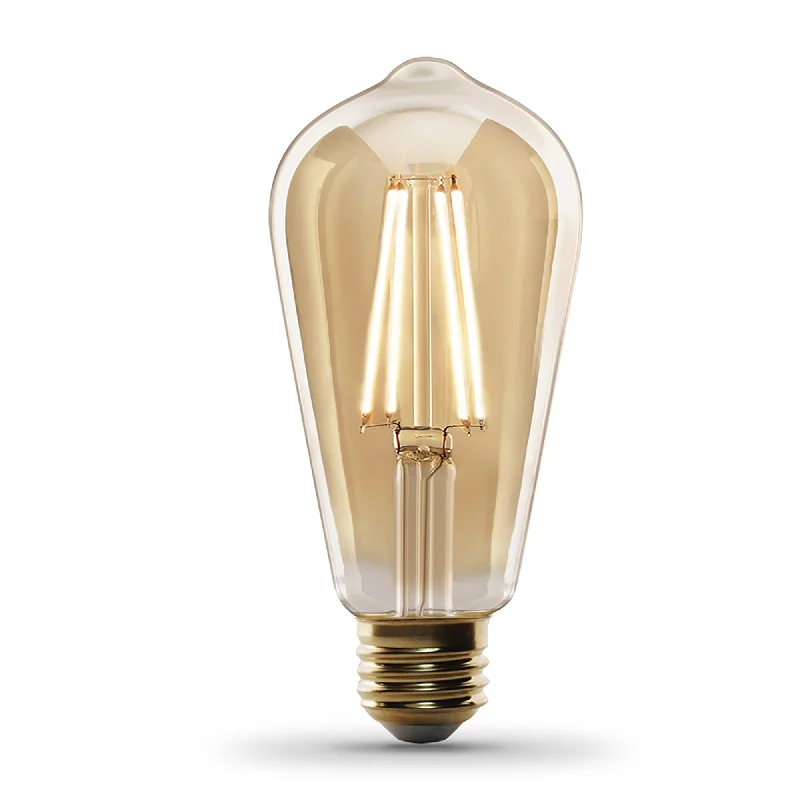 Antique Edison light bulbs with carbon filaments5.5W (60W Replacement) ST19 E26 Dimmable Straight Filament Amber Glass Vintage Edison LED Light Bulb, Warm Light (4-Pack) Antique Edison light bulbs with carbon filaments5.5W (60W Replacement) ST19 E26 Dimmable Straight Filament Amber Glass Vintage Edison LED Light Bulb, Warm Light (4-Pack)