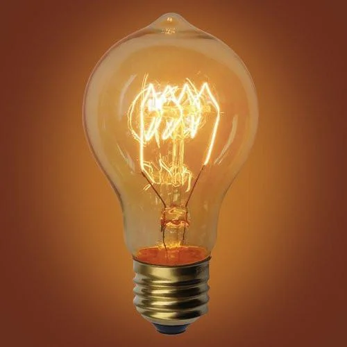Colored Edison light bulbs (e.g., amber, blue)Quad-Loop A19 Vintage Edison Bulb, E26 Medium Base, 40 Watt Colored Edison light bulbs (e.g., amber, blue)Quad-Loop A19 Vintage Edison Bulb, E26 Medium Base, 40 Watt