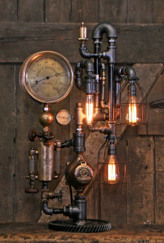 Industrial Lighting for Woodworking FactoriesSteampunk Industrial / Steam Gauge Lamp / New York / Oiler / Lamp #2870 Industrial Lighting for Woodworking FactoriesSteampunk Industrial / Steam Gauge Lamp / New York / Oiler / Lamp #2870