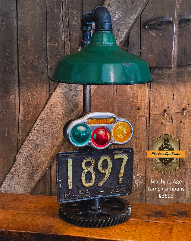 Energy - Efficient Industrial Lighting for Cost - SavingsSteampunk Industrial / Antique 1925 Yankee Taillight / License Plate / Buick / Automotive  / Hot rod / Lamp #3599 sold