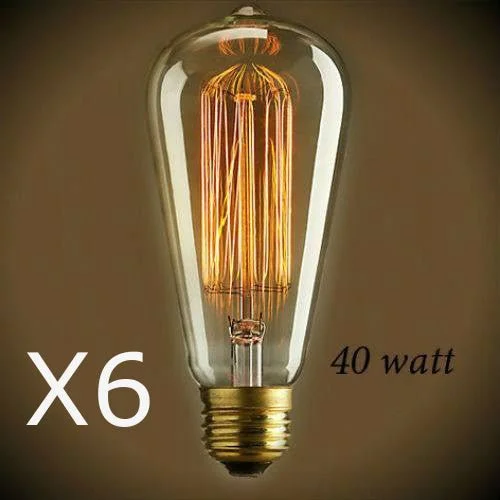 Edison light bulbs for industrial fixturesEdison Style - Vintage Bulb 40 Watt - 6 Bulb Pack