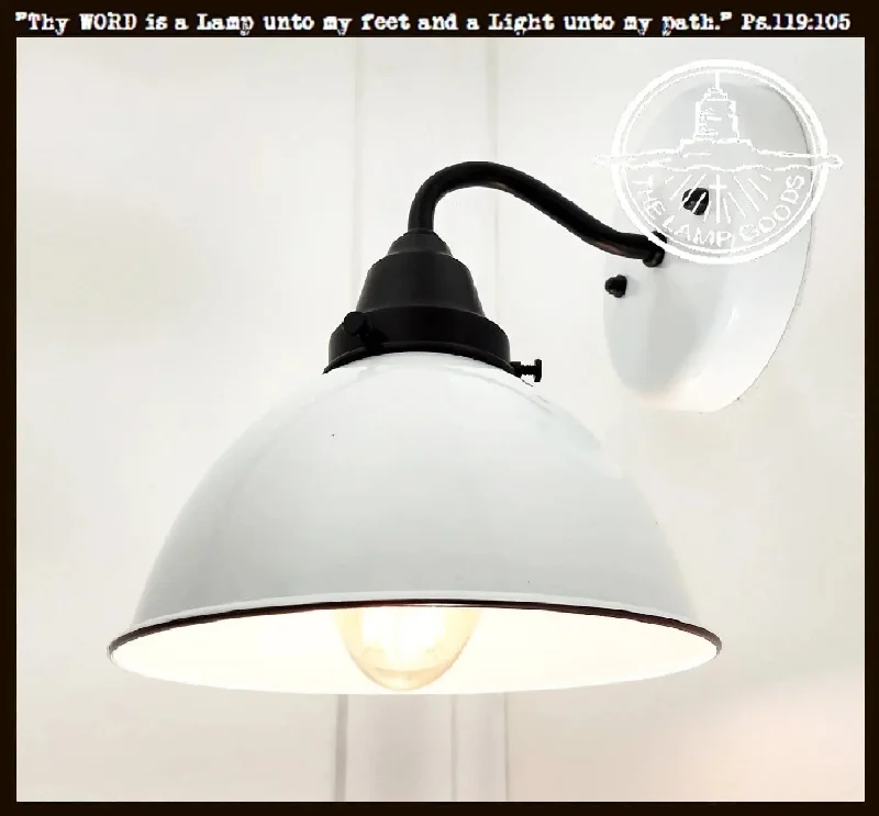 Industrial Emergency Lighting for Safety in FactoriesWhite Enamel Wall SCONCE Farmhouse Lighting Industrial Emergency Lighting for Safety in FactoriesWhite Enamel Wall SCONCE Farmhouse Lighting