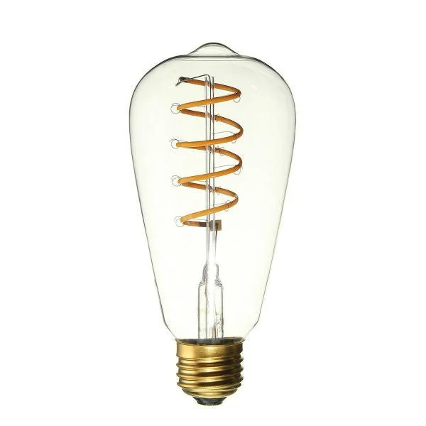 Edison light bulbs for commercial spacesCurved LED Spiral Filament Edison Bulb - 4 Watt - 2200K Edison light bulbs for commercial spacesCurved LED Spiral Filament Edison Bulb - 4 Watt - 2200K
