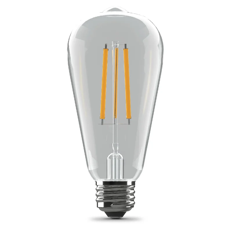 Replaceable filament Edison light bulbs15W (100W Replacement) ST19 E26 Dimmable Enhance Straight Filament Clear Glass Vintage Edison LED Light Bulb, Soft White (4-Pack)