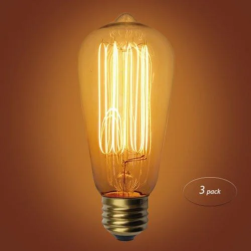 Oval shaped Edison light bulbs3-Pack Squirrel Cage Type Vintage Edison Bulb, E26 Medium Base, 40 Watt Oval shaped Edison light bulbs3-Pack Squirrel Cage Type Vintage Edison Bulb, E26 Medium Base, 40 Watt