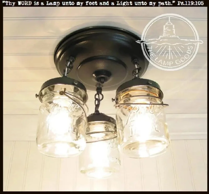 Industrial Task Lighting for Precision WorkstationsMason Jar LIGHT FIXTURE Vintage PINT Chain Trio Industrial Task Lighting for Precision WorkstationsMason Jar LIGHT FIXTURE Vintage PINT Chain Trio
