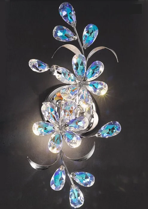 metal wall lamps with a matte black finish for a sleek and modern lookWall Light With Aurora Borealis Crystal Flowers