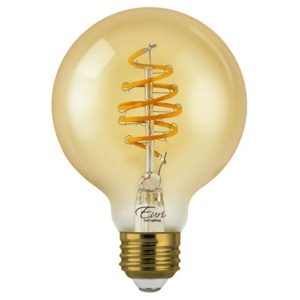 Outdoor rated Edison light bulbsCurved LED Spiral Filament Edison Glob Bulb - 4.5 Watt - 2200K Outdoor rated Edison light bulbsCurved LED Spiral Filament Edison Glob Bulb - 4.5 Watt - 2200K