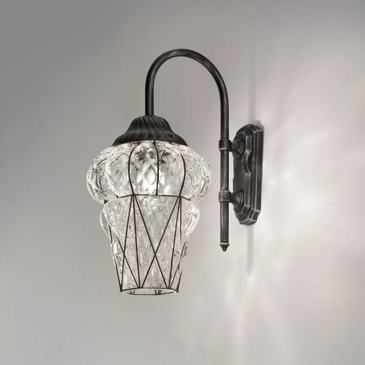 leather wall lamps with a distressed texture for a rugged and stylish lookVenetian Outdoor Wall Light With Clear Crystal Diffuser