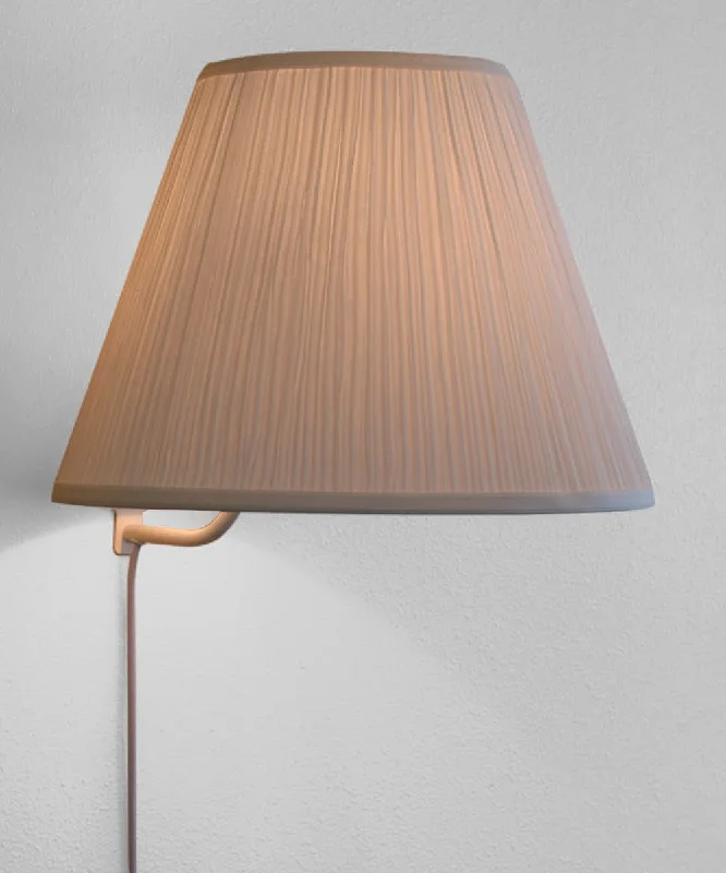 ceramic wall lamps with hand - painted designs for an artistic touchFloating Shade Plug-In Wall Light White Mushroom Pleat 8x16x12 ceramic wall lamps with hand - painted designs for an artistic touchFloating Shade Plug-In Wall Light White Mushroom Pleat 8x16x12