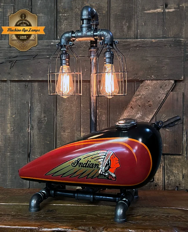 Industrial Task Lighting for Precision WorkstationsSteampunk Industrial / 1938 Indian Scout Gas Tank Lamp / Motorcycle Lamp #4008 sold Industrial Task Lighting for Precision WorkstationsSteampunk Industrial / 1938 Indian Scout Gas Tank Lamp / Motorcycle Lamp #4008 sold