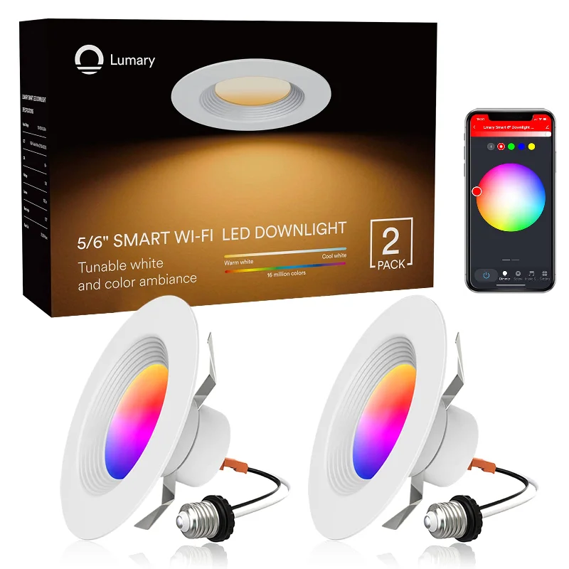 Energy - efficient recessed lights for home kitchensLumary Smart Wi-Fi Recessed Can Light RGB LED Retrofit Downlight 6 inch 2 PCS Energy - efficient recessed lights for home kitchensLumary Smart Wi-Fi Recessed Can Light RGB LED Retrofit Downlight 6 inch 2 PCS
