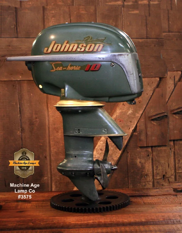 Dust - Resistant Industrial Lighting for Dirty WorkspacesSteampunk Industrial / Antique Johnson Boat Motor / Nautical / Marine / Cabin / Lamp #3575 Dust - Resistant Industrial Lighting for Dirty WorkspacesSteampunk Industrial / Antique Johnson Boat Motor / Nautical / Marine / Cabin / Lamp #3575
