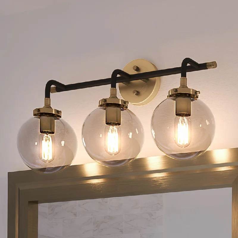 Industrial Lighting for Pharmaceutical ManufacturingUEX2701 Modern Bath Light 12''H x 24''W, Antique Gold & Matte Black Finish, Lakewood Collection Industrial Lighting for Pharmaceutical ManufacturingUEX2701 Modern Bath Light 12''H x 24''W, Antique Gold & Matte Black Finish, Lakewood Collection