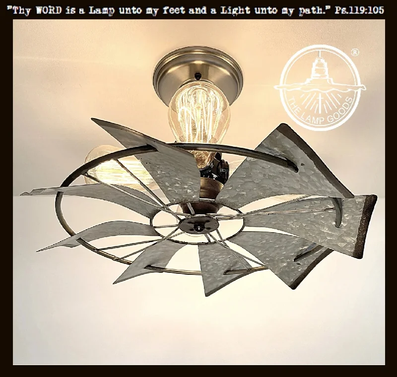 Industrial Lighting for Furniture FactoriesFarmhouse Galvanized Windmill Ceiling Light 16" Industrial Lighting for Furniture FactoriesFarmhouse Galvanized Windmill Ceiling Light 16"