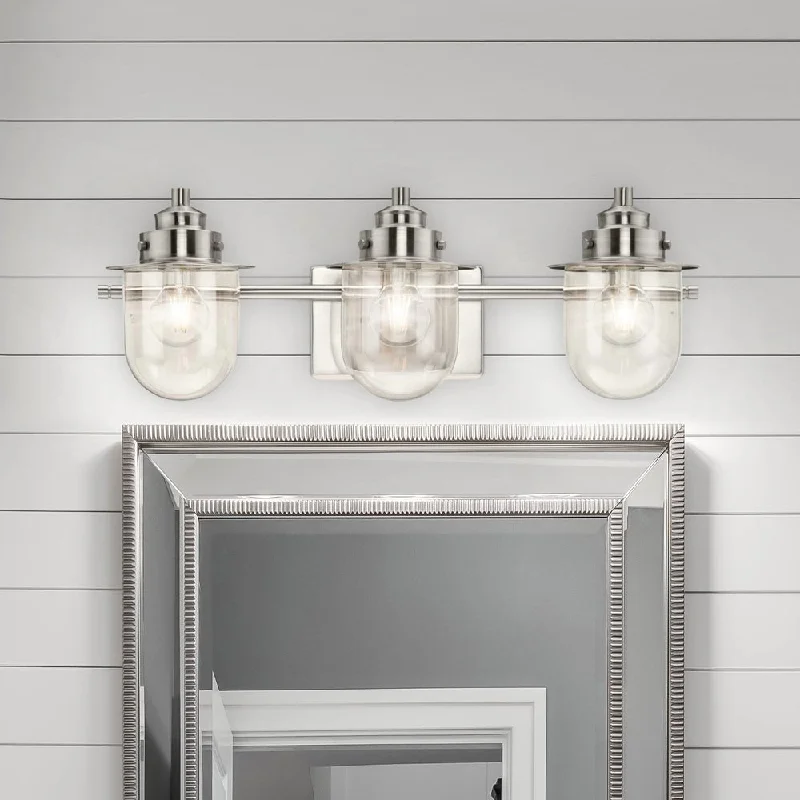 Industrial Lighting for Electronics ManufacturingUHP4746 Nautical Indoor Bath Light, 8''H x 7-1/2"W x 24''D, Brushed Nickel Finish, Napoleon Collection Industrial Lighting for Electronics ManufacturingUHP4746 Nautical Indoor Bath Light, 8''H x 7-1/2"W x 24''D, Brushed Nickel Finish, Napoleon Collection