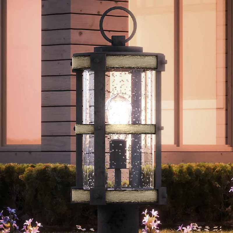Industrial Exit Sign Lighting for Quick EvacuationUEX1104 Farmhouse Outdoor Post Light 19''H x 8''W, Olde Iron Finish, Jackson Collection Industrial Exit Sign Lighting for Quick EvacuationUEX1104 Farmhouse Outdoor Post Light 19''H x 8''W, Olde Iron Finish, Jackson Collection