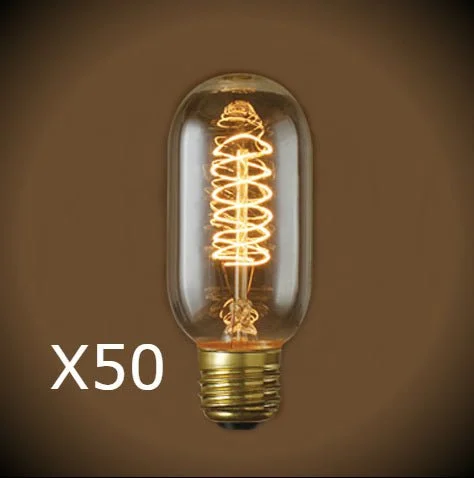 Edison light bulbs with copper basesEdison Vintage Radio Spiral Filament Bulb - 40 Watt - Clear - 50 Bulb Pack Edison light bulbs with copper basesEdison Vintage Radio Spiral Filament Bulb - 40 Watt - Clear - 50 Bulb Pack