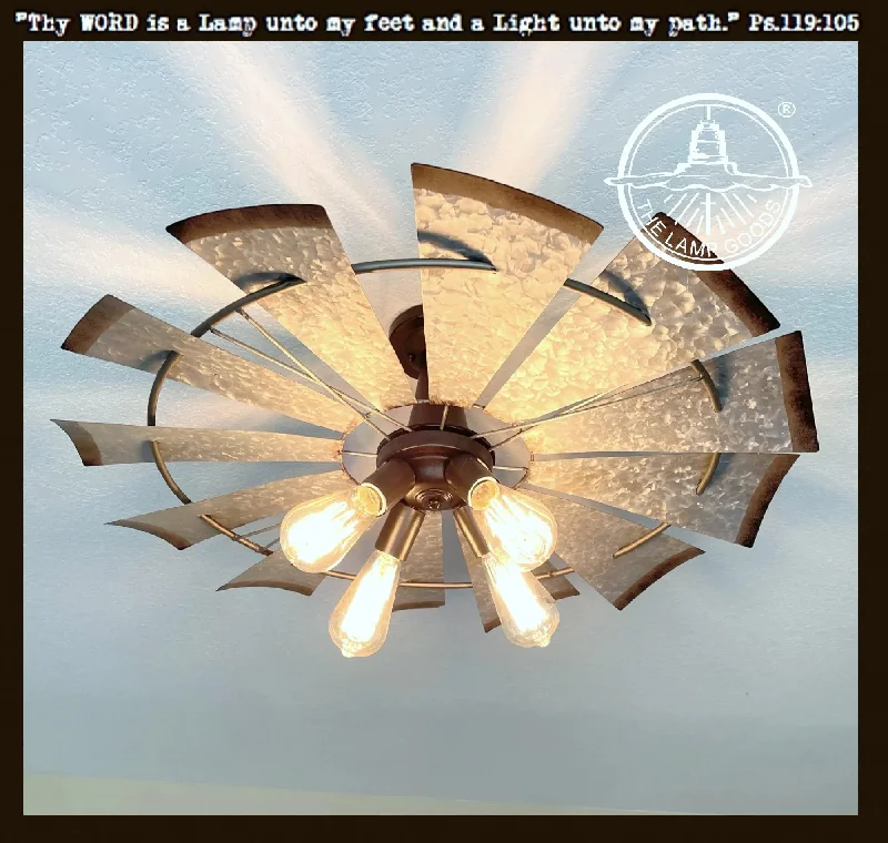 Industrial Task Lighting for Precision WorkstationsFarmhouse Windmill Light Fixture Flush Mount Ceiling Light 30"