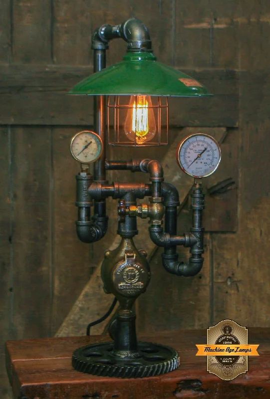 Industrial Lighting for Automotive Manufacturing PlantsSteampunk Industrial Lamp / Antique Steam Gauge / Antique Service Station Shade / Gear / Lamp #4014 Industrial Lighting for Automotive Manufacturing PlantsSteampunk Industrial Lamp / Antique Steam Gauge / Antique Service Station Shade / Gear / Lamp #4014