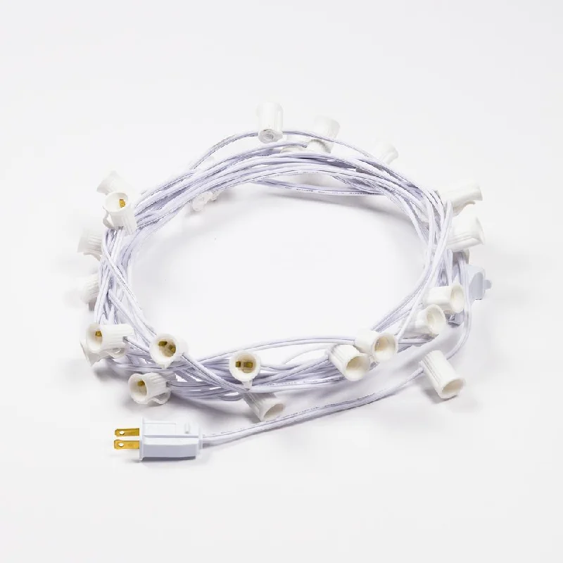 Twinkling String Lights for a Magical Atmosphere(Cord Only) 31 FT | 10 Socket Outdoor Patio String Light White Cord w/ E12 C7 Base Twinkling String Lights for a Magical Atmosphere(Cord Only) 31 FT | 10 Socket Outdoor Patio String Light White Cord w/ E12 C7 Base