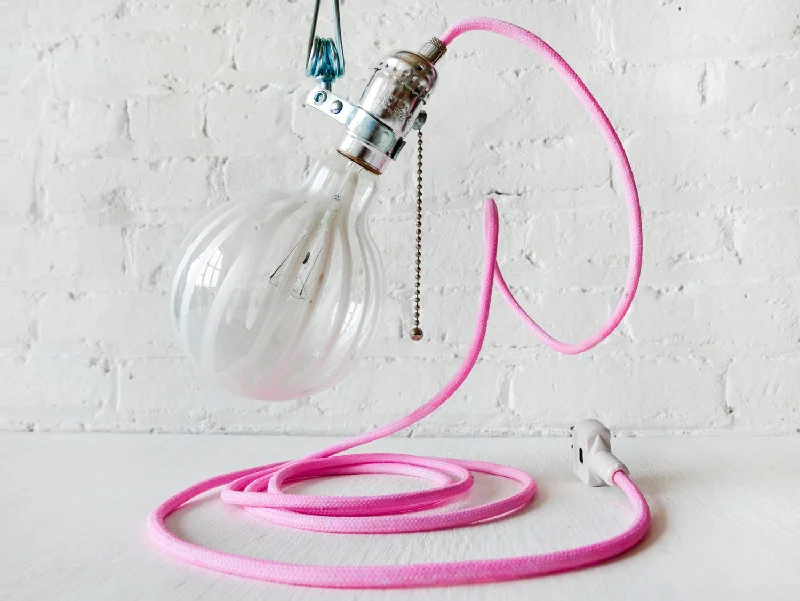 Lava Lamps for Man Caves and She ShedsThe Milker Industrial Clip Clamp Light with Hand-Dyed Pink Textile Cord Lava Lamps for Man Caves and She ShedsThe Milker Industrial Clip Clamp Light with Hand-Dyed Pink Textile Cord