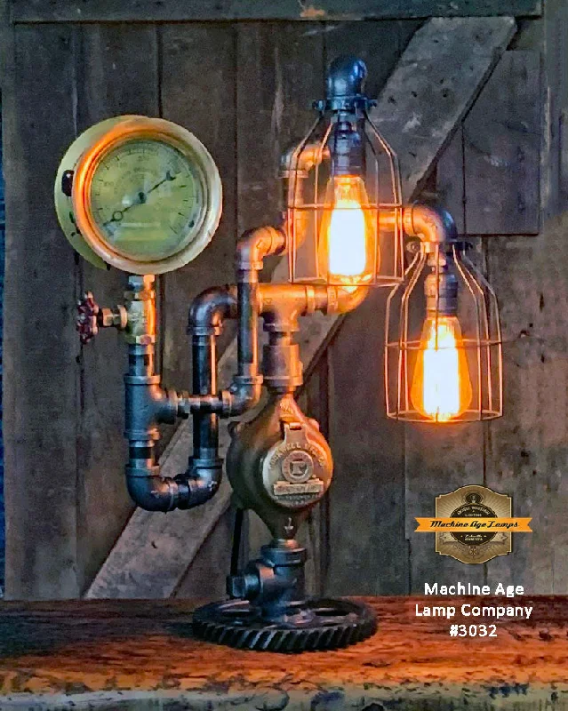 Corrosion - Resistant Industrial Lighting for Coastal FactoriesSteampunk Industrial / Steam Gauge Lamp / Gear / Lamp #3032 sold Corrosion - Resistant Industrial Lighting for Coastal FactoriesSteampunk Industrial / Steam Gauge Lamp / Gear / Lamp #3032 sold