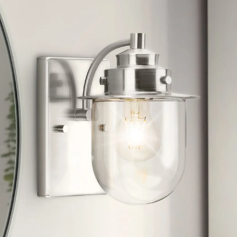 Durable Industrial Lighting for Harsh EnvironmentsUHP4740 Nautical Indoor Bath Light, 8''H x 7-1/2"W x 5-7/8''D, Brushed Nickel Finish, Napoleon Collection Durable Industrial Lighting for Harsh EnvironmentsUHP4740 Nautical Indoor Bath Light, 8''H x 7-1/2"W x 5-7/8''D, Brushed Nickel Finish, Napoleon Collection