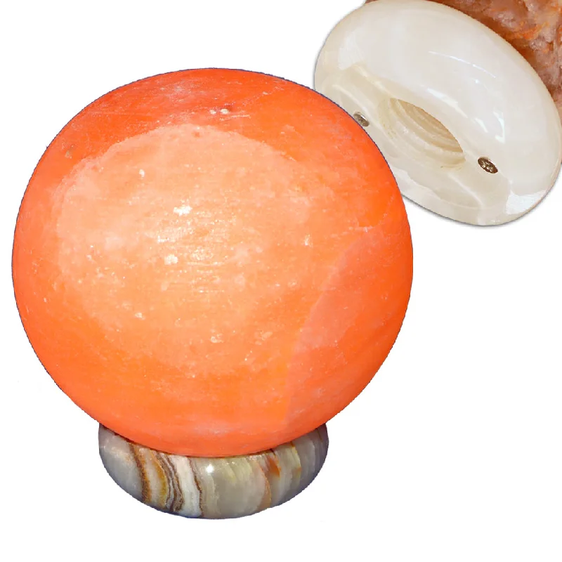 Salt Lamps for Art Studios to Set a Creative MoodCarved Sphere Himalayan Salt Lamps with Onyx Bases Salt Lamps for Art Studios to Set a Creative MoodCarved Sphere Himalayan Salt Lamps with Onyx Bases