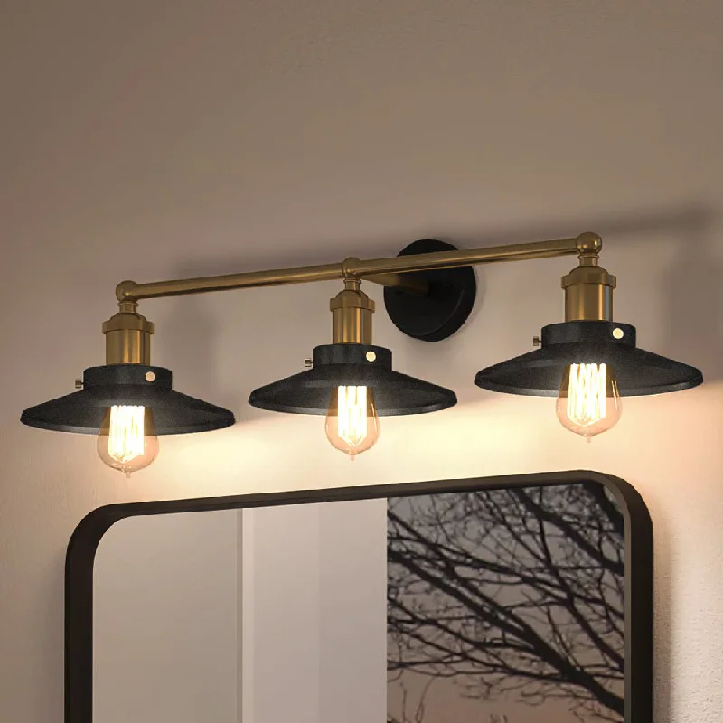 Industrial Pendant Lighting for Machine ShopsUEX2442 New Traditional Bath Light 8''H x 28''W, Antique Brass & Graphite Finish, Sanford Collection Industrial Pendant Lighting for Machine ShopsUEX2442 New Traditional Bath Light 8''H x 28''W, Antique Brass & Graphite Finish, Sanford Collection
