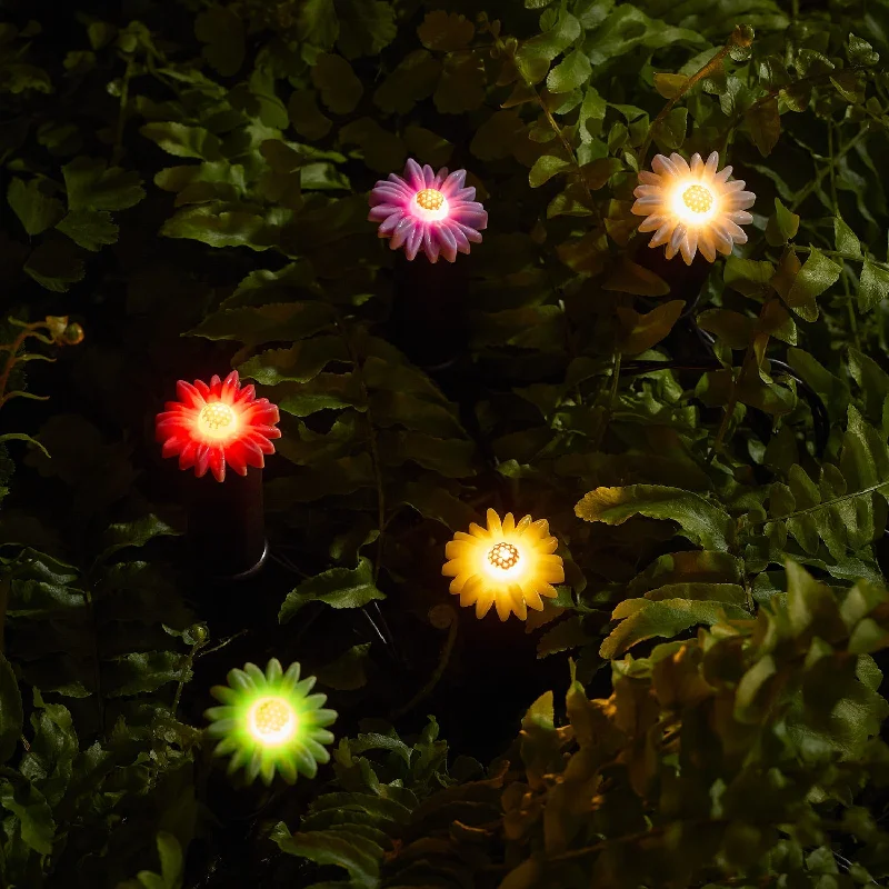 String Lights for Camping Trips5 Mini Flower Solar Stake Lights